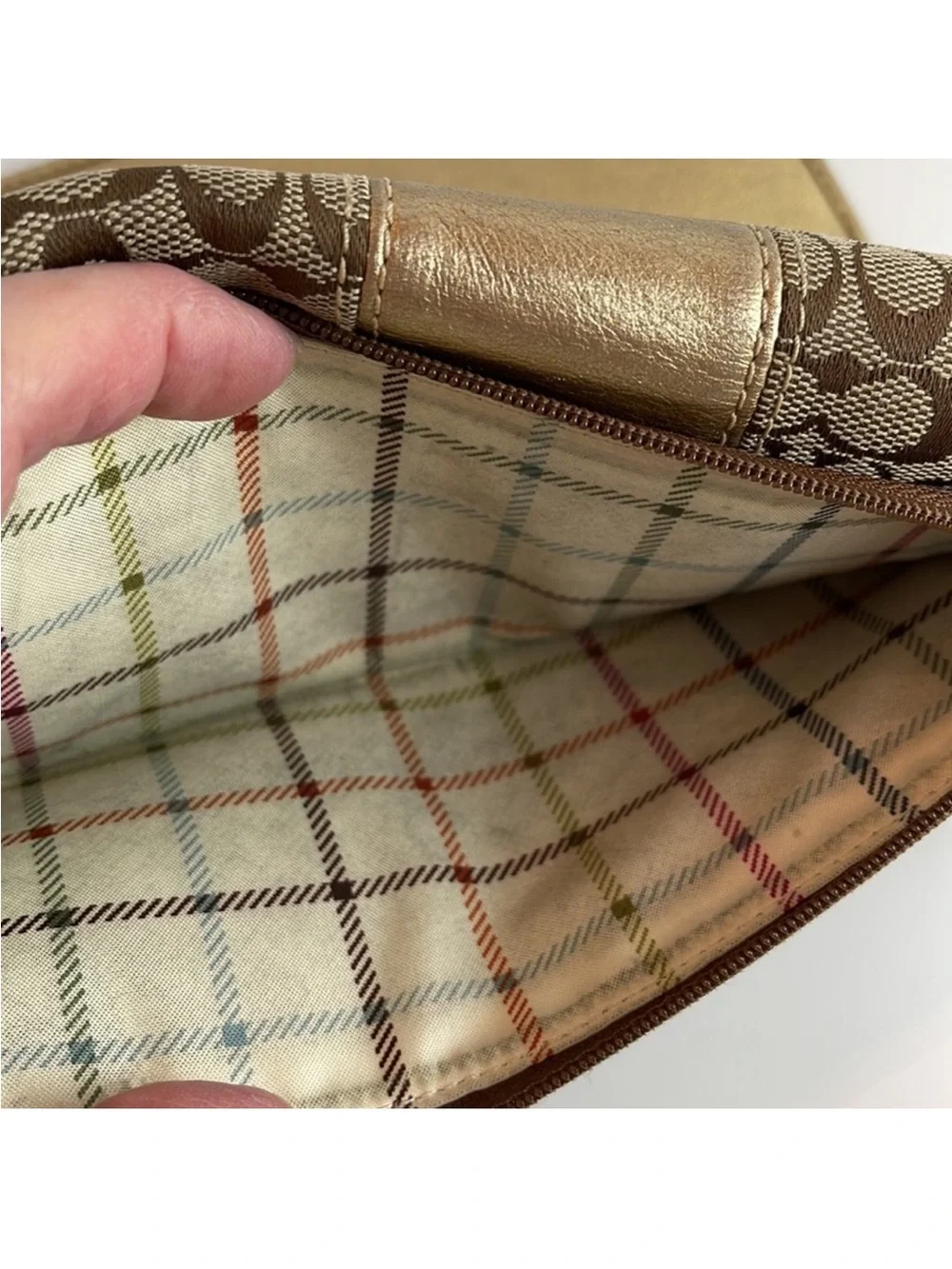 Coach Signature C Gold Canvas & Leather Wallet